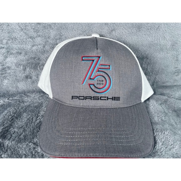 Porsche Motorcars Racing 75th Anniversary Baseball Cap Hat Grey White 1948-2023